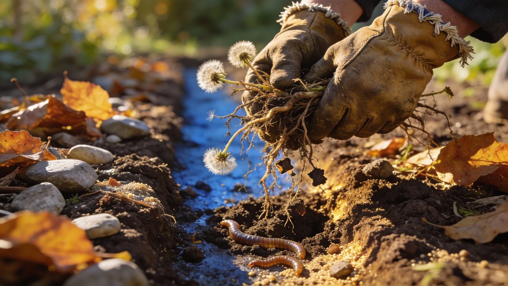 clear weeds and debris